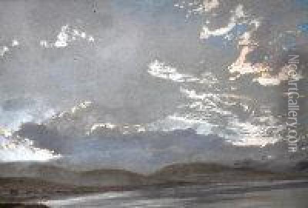 Sunset Over Scottish Loch Oil Painting - Waller Hugh Paton