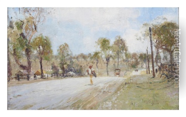 (eltham Road, Heidelberg) Oil Painting - Walter Herbert Withers
