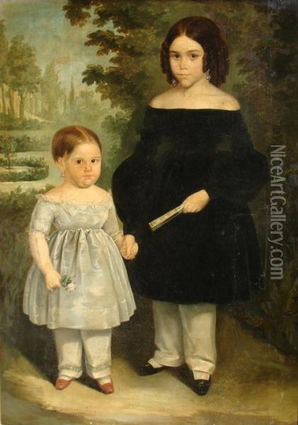 Retratos De Maria Antuna Y Jacintaantuna Oil Painting - Raymond Auguste Quinsac Monvoisin