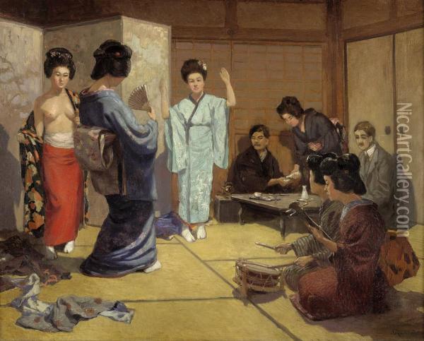 Bei Den Geishas Im Yoshiwara Oil Painting - Raimund Germela