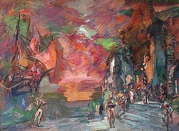 Stage design for the corsaire Oil Painting - Konstantin Alexeievitch Korovin