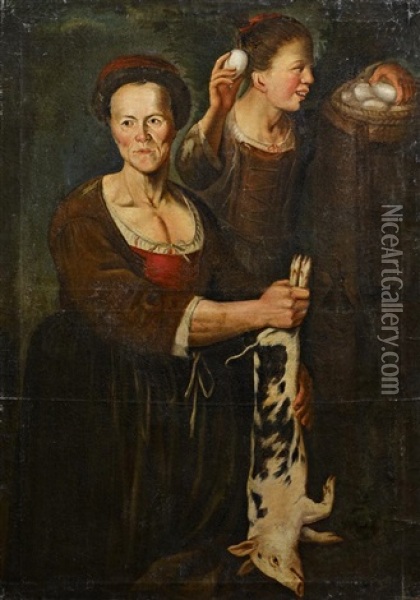 Marktfrauen Mit Ferkel Oil Painting - Giacomo Francesco Cipper