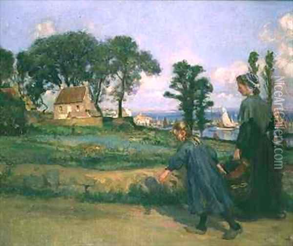 Returning Home Oil Painting - Charles Jules Duvent