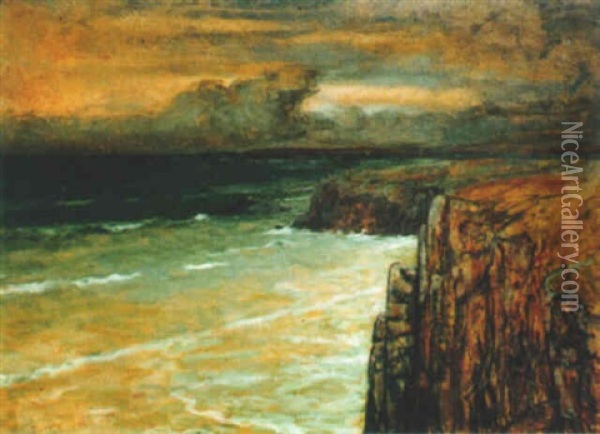 Bord De Mer En Bretagne Par Temps D'orage Oil Painting - Charles Cottet