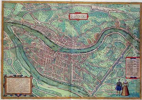 Map of Lyon from Civitates Orbis Terrarum Oil Painting - Joris Hoefnagel