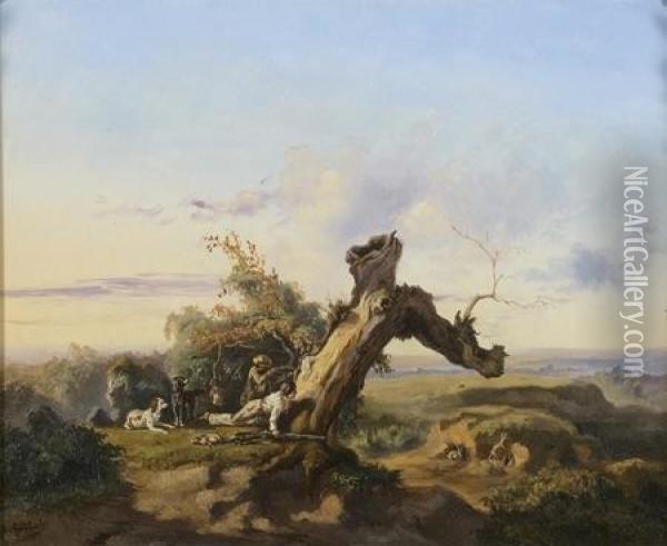 La Chasse Au Lion Oil Painting - Jules Bertrand Gelibert