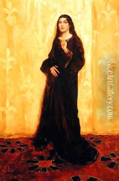 Meregrett, daughter of Philip the Bold, from The Rat-Trap by James Branch Cabell 1879-1958, published in Harpers Monthly Magazine, December 1907 Oil Painting - Howard Pyle