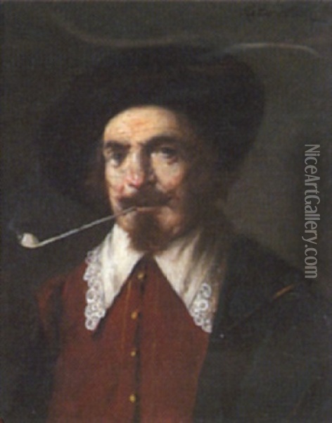 Portrait Of A Gentleman Oil Painting - Lajos Koloszvary