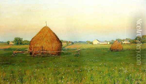 Landscape with Haystacks Oil Painting - Henry Golden Dearth