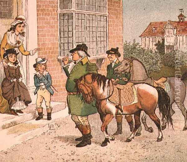 Illustration from Ride-a-cock-horse to Banbury Cross (Bringing Horses to the Children) Oil Painting - Randolph Caldecott