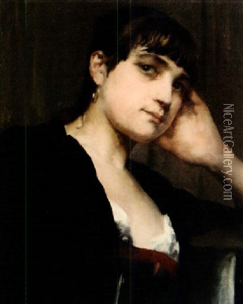 Portrait De Femme Oil Painting - Paul Alexandre Alfred Leroy