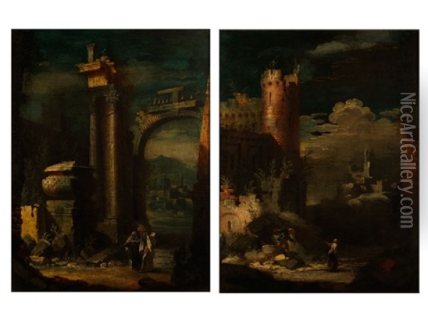 Ruinencapricci Mit Staffagefiguren Oil Painting - Leonardo Coccorante