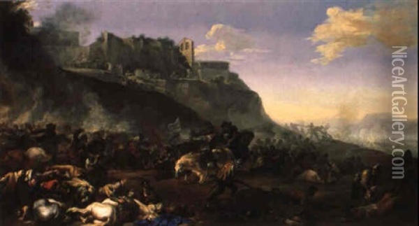 Battaglia Oil Painting - Michelangelo Cerquozzi