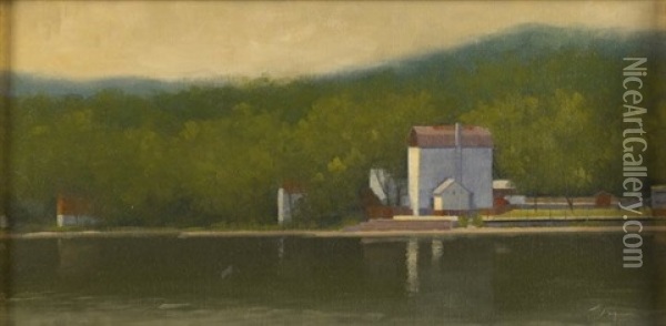 Looking Across To New Hope Oil Painting - George Albert Thompson