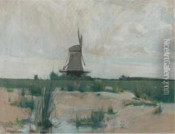 The Windmill Oil Painting - John Henry Twachtman