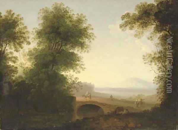 Classical landscape with the Flight into Egypt Oil Painting - Jacob More