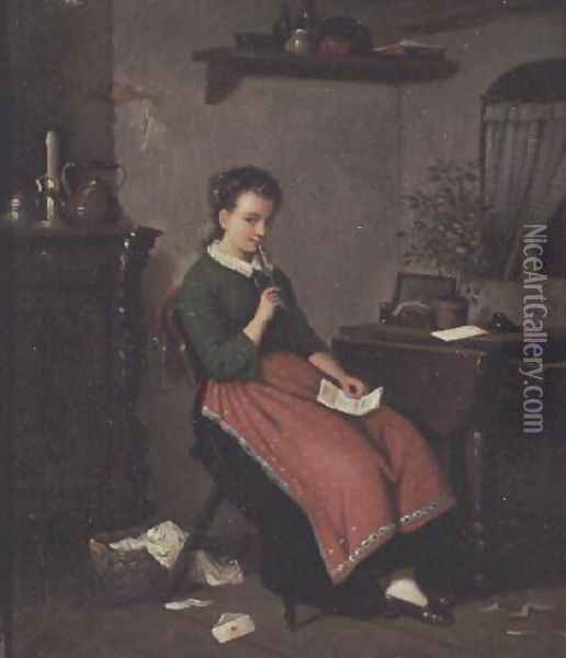 Young girl writing a love letter Oil Painting - Meyer Georg von Bremen