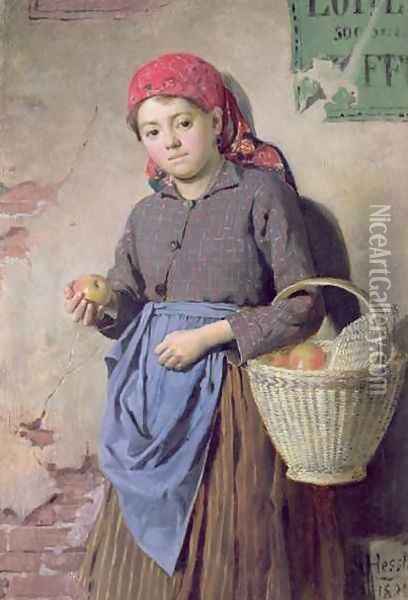 The Apple Seller Oil Painting - Gustav August Hessl