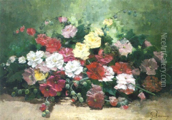 Arrangement Of Cut Flowers Oil Painting - Georges Jeannin