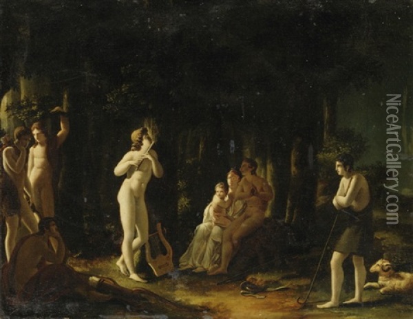 Mythologische Szene Oil Painting - Pierre-Maximilien Delafontaine