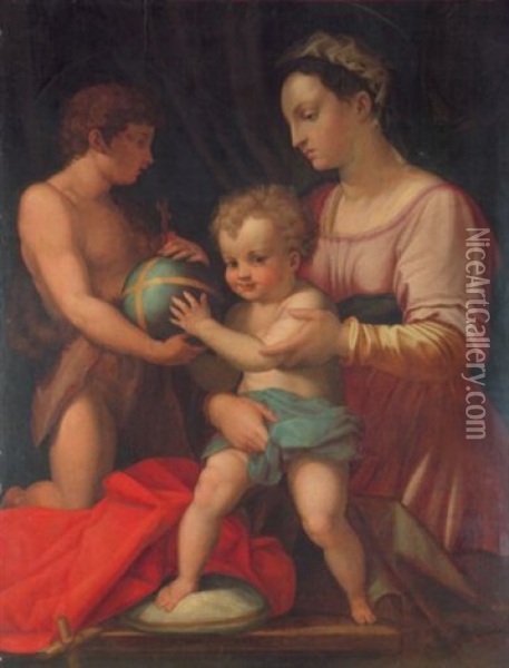 Die Madonna Mit Dem Kind Und Dem Johannesknaben Oil Painting - Andrea Del Sarto