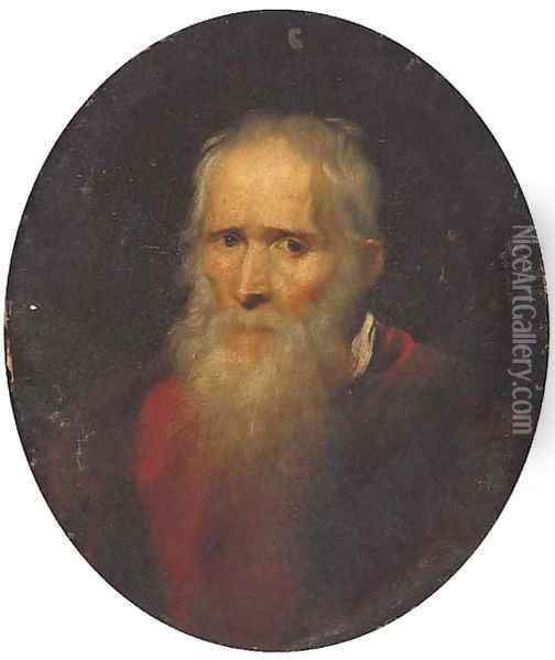 Portrait of a gentleman, bust-length, in a red coat Oil Painting - Domenico Tintoretto