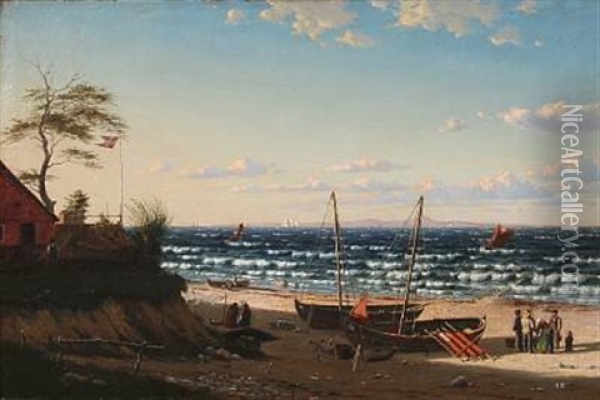 Coast Of Northern Zealand With A View To Kullen, Sweden Oil Painting - Christian Frederic Eckardt