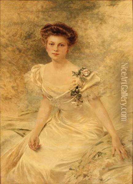 Portrait Of Blanche Shoemaker Wagstaff Carr Oil Painting - Theobald Chartran