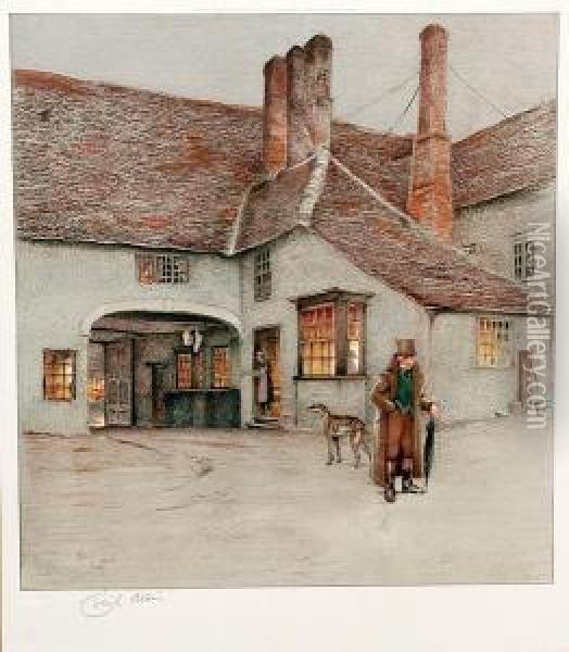 Pomfret Arms, Towester Oil Painting - Cecil Charles Aldin