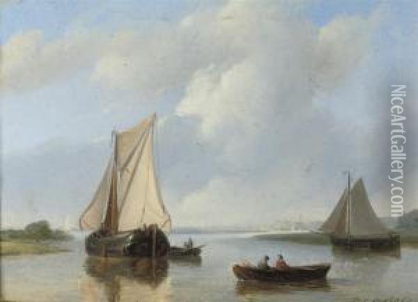 Sailing On A Summer's Day Oil Painting - Petrus Jan Schotel
