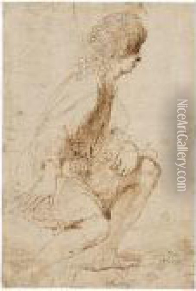 Pen And Brown Ink Over Traces Of Black Chalk Oil Painting - Guercino