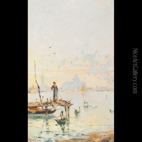 On The Guidecca, Venice Oil Painting - Franz Richard Unterberger