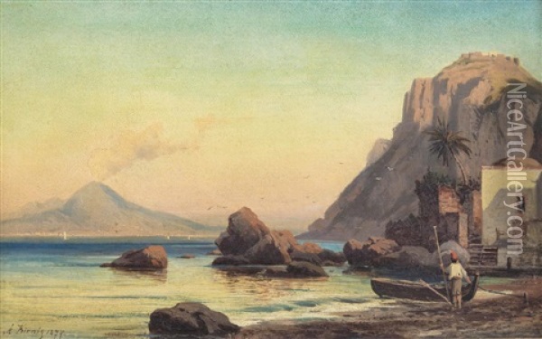 Vesuv Im Abendlicht Oil Painting - Alois Kirnig