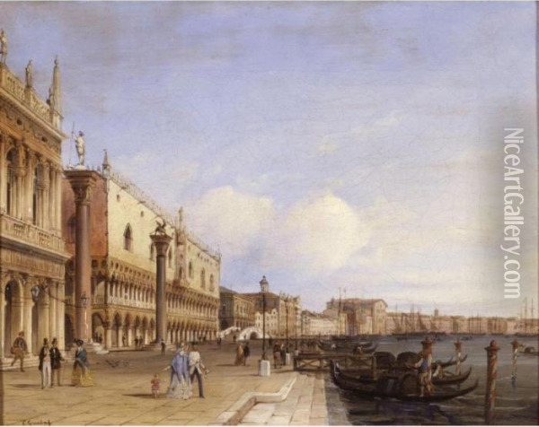 View Of The Palazzo Ducale, Venice Oil Painting - Carlo Grubacs