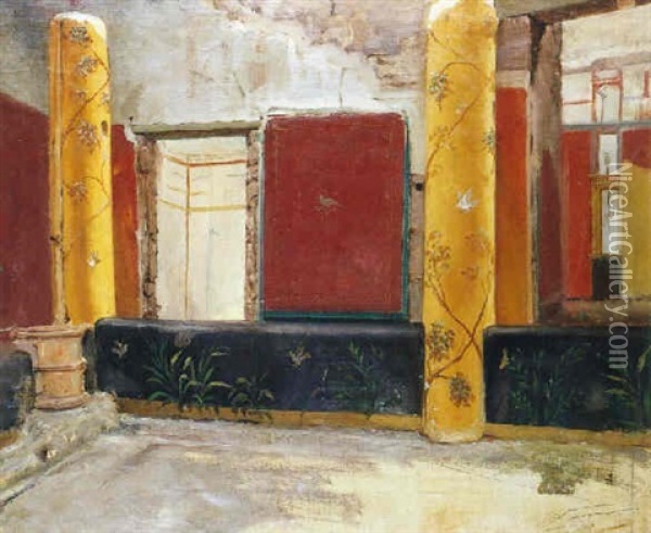 Interior De Una Casa En Pompeya Oil Painting - Alejo de Vera