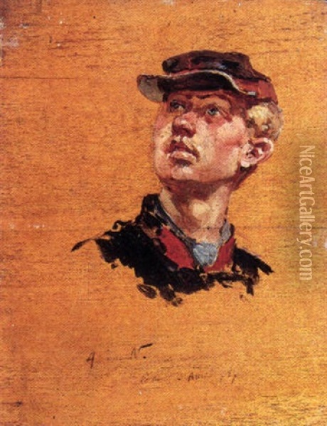 Portrait D'un Militaire Oil Painting - Alphonse Marie de Neuville