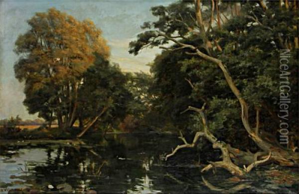 A Tranquil River Landscape Oil Painting - Rex Vicat Cole