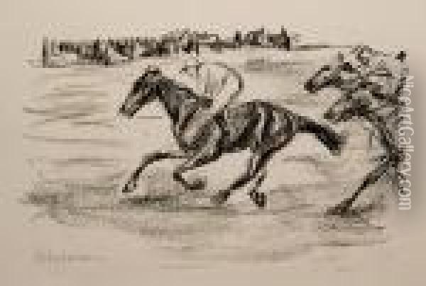 Pferderennen Oil Painting - Max Liebermann