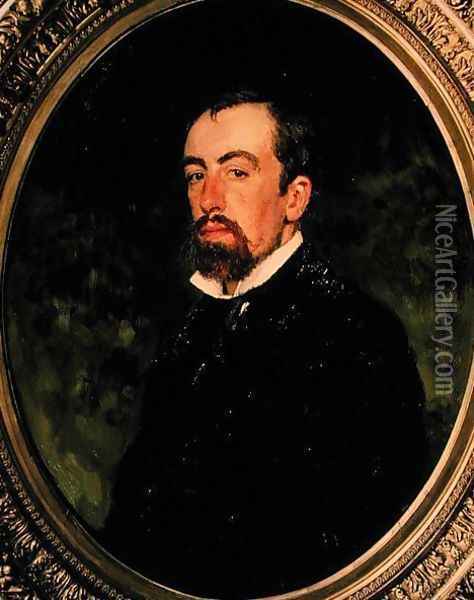 Portrait of Vasiliy Polenov (1844-1927), 1877 Oil Painting - Ilya Efimovich Efimovich Repin