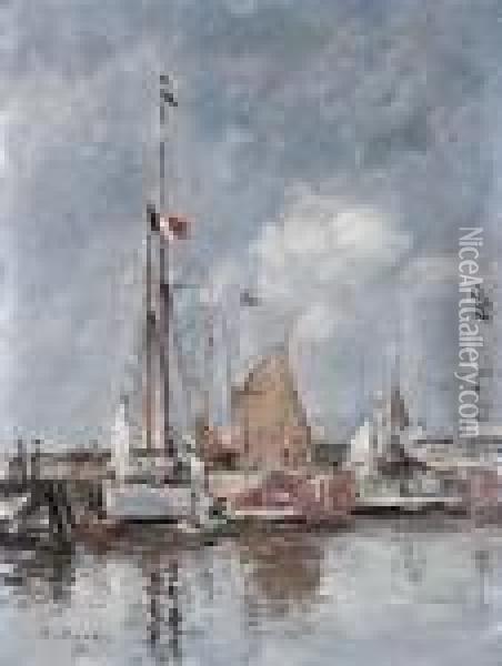 Yachts Dans Le Bassin De Deauville Oil Painting - Eugene Boudin
