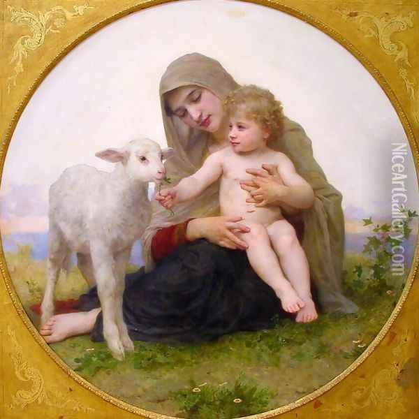La Vierge à L'agneau (Virgin and Lamb) Oil Painting - William-Adolphe Bouguereau