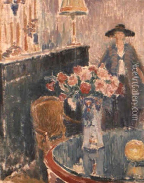 La Dame Au Piano Oil Painting - Maurice Blieck