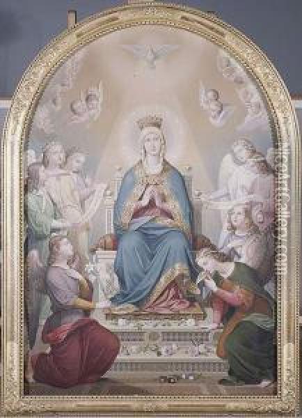 Virgen Con Angeles 1861 Oil Painting - Bernardino Montanes Perez