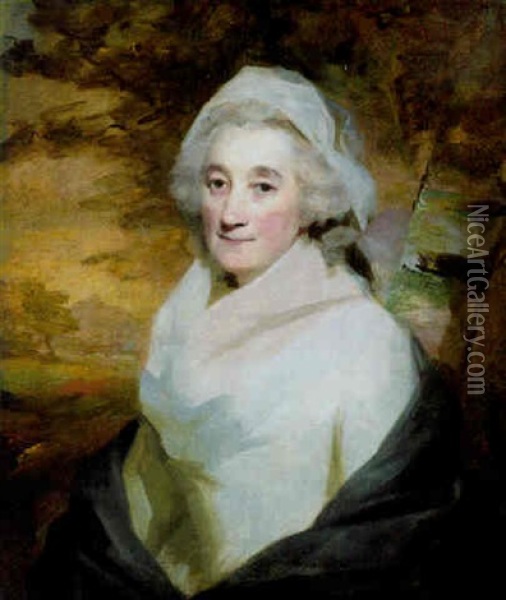 Portrait Of Lady Helen Boyle, Half-length, Before A Landscape Oil Painting - Sir Henry Raeburn
