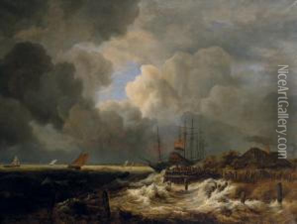 Port Par Tempete Oil Painting - Jacob Salomonsz. Ruysdael