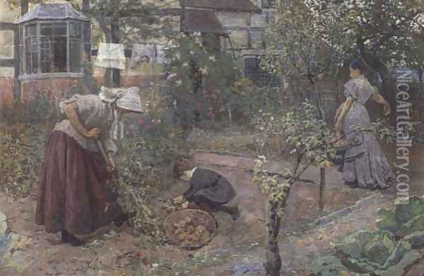 The Kitchen Garden, 1871 Oil Painting - William Small