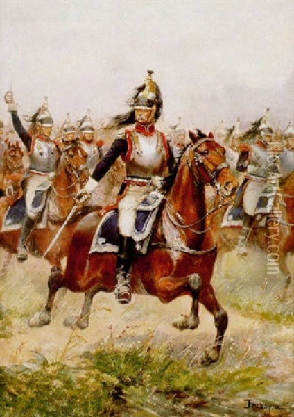 The Charge Oil Painting - Paul Emile Leon Perboyre