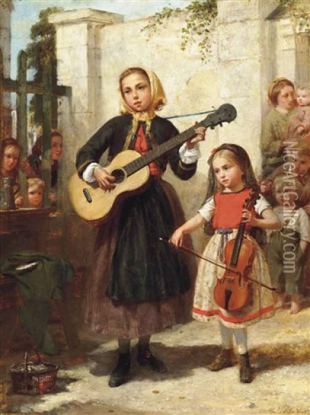 The Young Maestros Oil Painting - Charles Auguste Romain Lobbedez