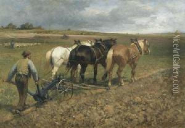 Team Of Oxen. Oil Painting - Otto Karl Kasimir Von Thoren