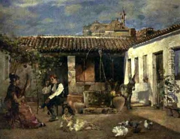 A Patio In Seville Oil Painting - John McClure Hamilton